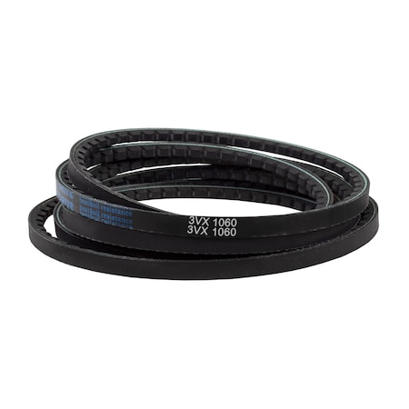 D&D 3VX1060 Cogged, Wedge V-Belt, 106 in Outside Length, 3/8 in Top Width, 5/16 in Thickness, 1 Ribs 3VX1060